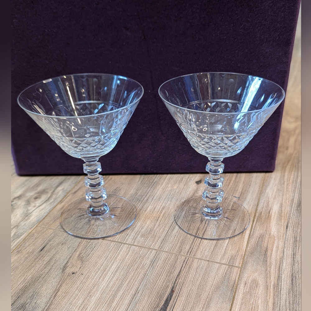 Crystal Coupe Glasses - Clear Stemmed Cocktail Glasses (Set of 2)